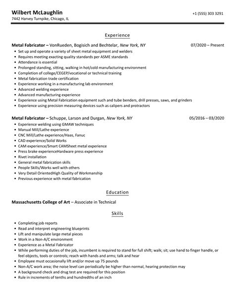 metal fabrication resume objective|metal fabricator resume.